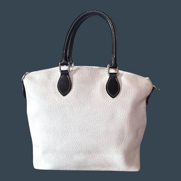 Dooney & Bourke Textured Leather Satchel White Handbag Top Handle Crossbody READ - Picture 9 of 15